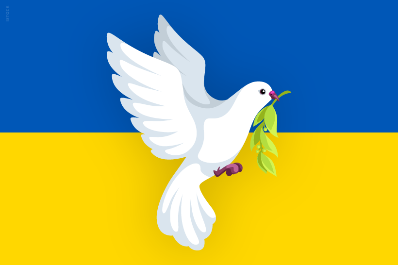 Kuva -rauhankyyhkynen ja Ukrainan lippu